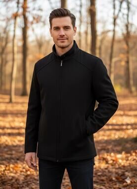 Coat Mens XL Newport Harbor Wool Cashmere Black Zip Car Jacket Made In Portugal